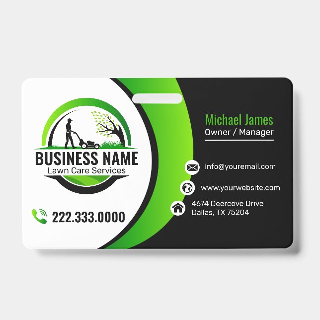 Badge Service professionnel d'entretien de pelouse vert  (Avant)