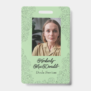 Badge Services de doula de script vert sauge