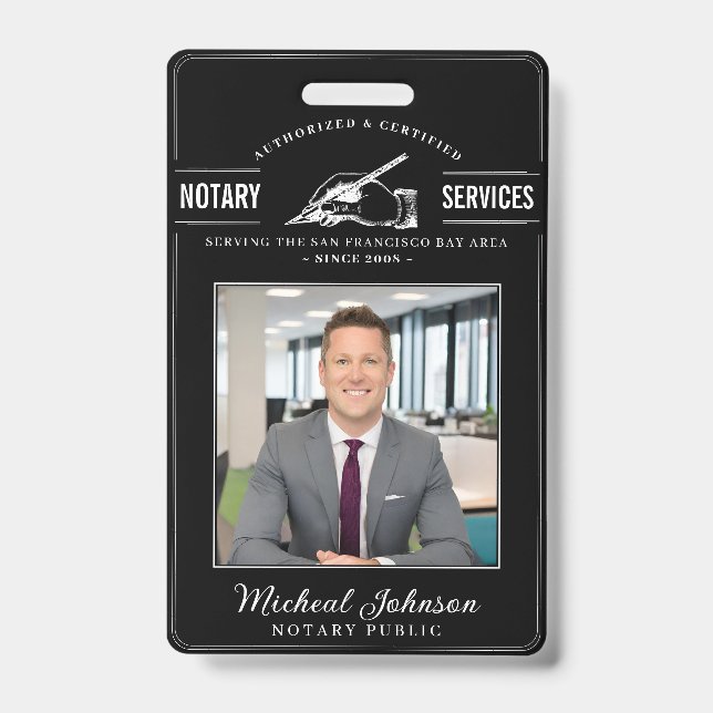 Badge Services de notaire Vintage Professionnel Noir Per (Avant)