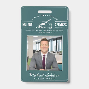 Badge Services de notaire Vintage Professionnel Teal Per