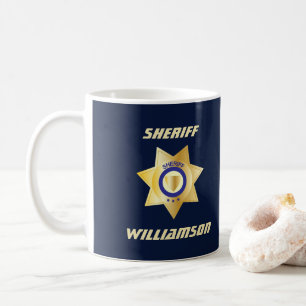 Badge Sheriff Gold Star Mug de café personnalisé