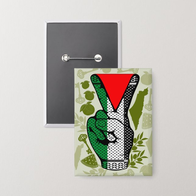 Badge Signe de victoire à la main Résistance Symbole du  (Recto/Verso)