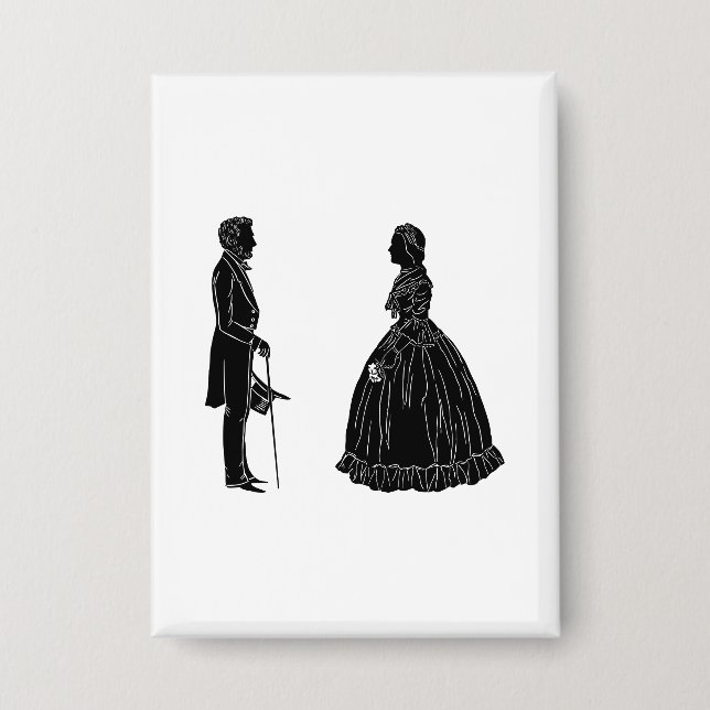 Badge silhouette d'abraham lincoln et de mary todd linco (Recto)