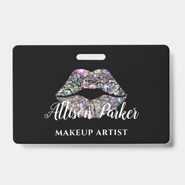 Badge Silver MAKEUP ARTIST Logo Kiss Nom (Avant)