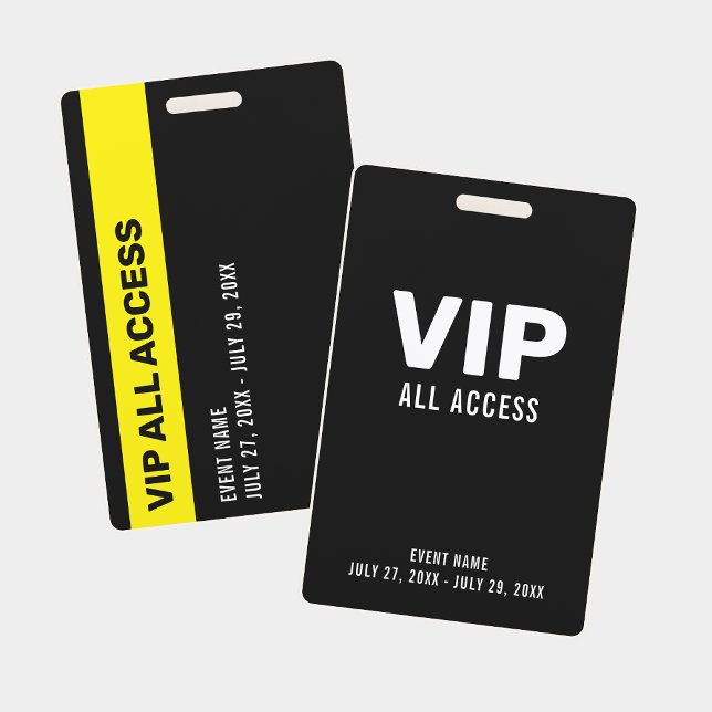 Badge Simple Black VIP All Access Pass ID d'événement Ba (VIP All Access ID Badge)