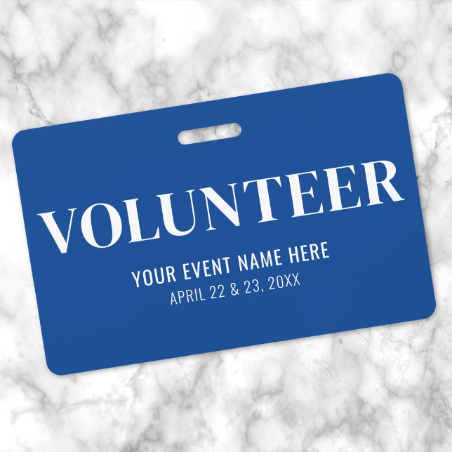 Badge Simple Blue Bénévole (Simple Blue Volunteer Badge)