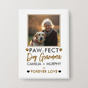 Badge Simple Brown & noir Texte Chien Grandma Photo