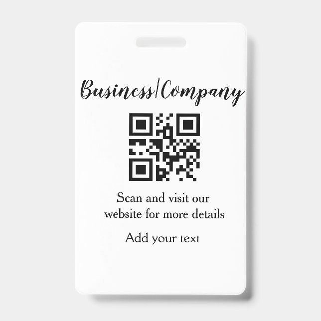 Badge Simple business company website barcode QR add nam (Front)