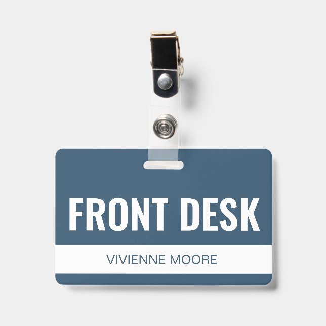 Badge Simple Carte d'identité de l'employé de la récepti (Avant avec clip)