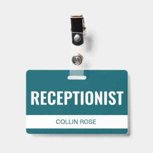 Badge Simple carte d'identité de réceptionniste d'hôtel