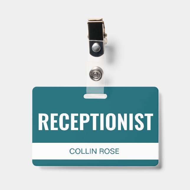Badge Simple carte d'identité de réceptionniste d'hôtel  (Avant avec clip)