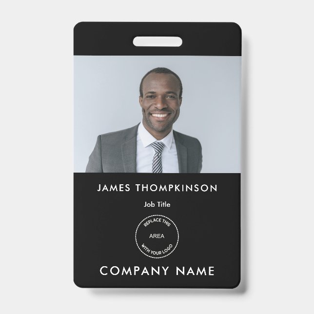 Badge Simple carte d'identité d'employé avec nom et logo (Avant)