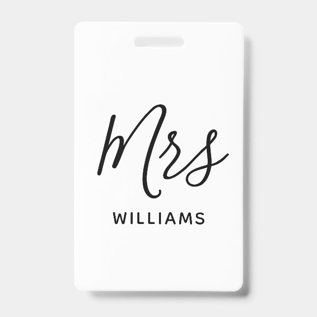 Badge Simple cordon personnalisé avec nom pour enseignan (Avant)