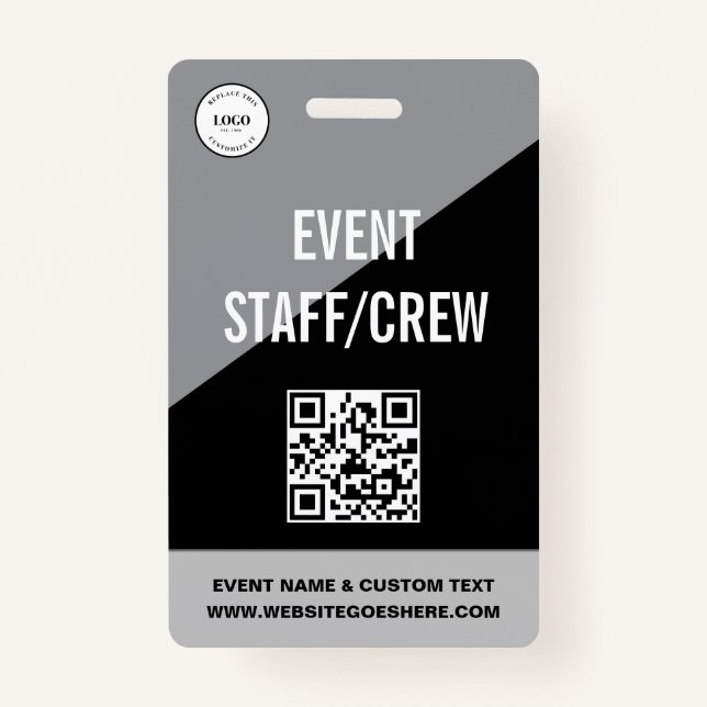 Badge Simple Custom Event Staff Crew QR CODE Logo (Devant)