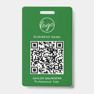 Badge Simple Green Code QR d'identification des employés