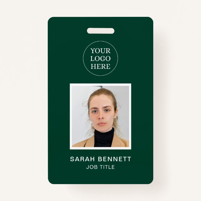 Badge Simple Green Professional Employé Code photo (Devant)