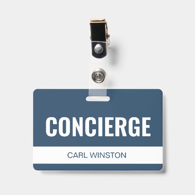 Badge Simple ID de concierge d'hôtel personnalisé (Avant avec clip)