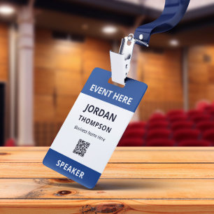 Badge Simple ID d'événement QR Code Bleu Foncé Pratique