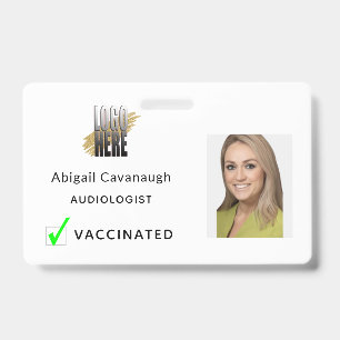 Badge Simple logo d'entreprise de photo d'employé vaccin