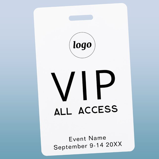 Badge Simple Logo Minimalist VIP All Access Pass Event (Simple logo custom text VIP all access ID pass)