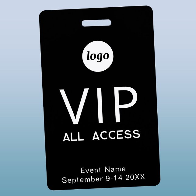 Badge Simple Logo Minimalist VIP Event (Simple logo custom text VIP all access pass black)