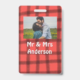 Badge Simple minimal mr and mrs add your name photo red