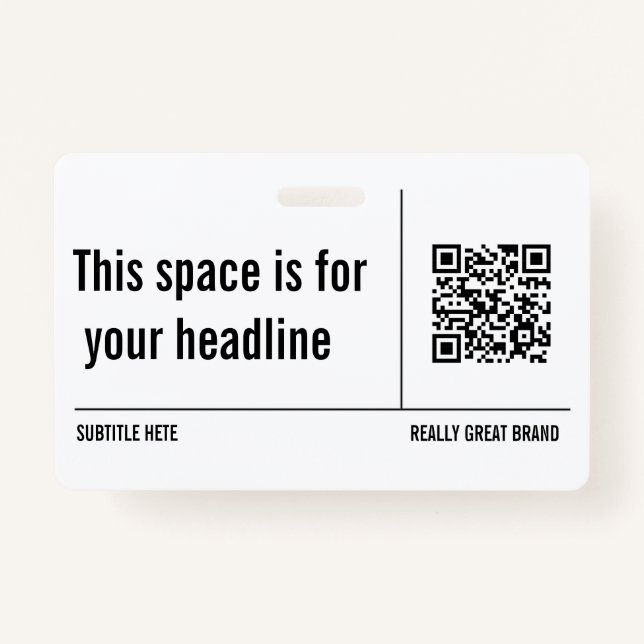 Badge Simple minimaliste QR Code personnalisé profession (Devant)