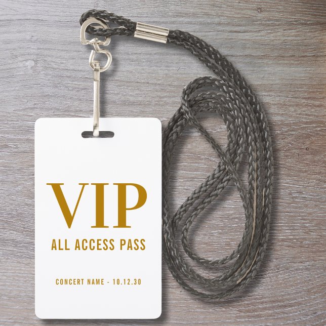 Badge Simple Modern Gold Script VIP All Access Pass (Créateur téléchargé)