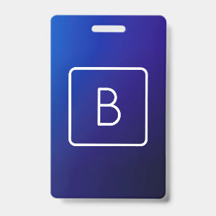 Badge Simple moderne bleu foncé Ombre dégradé et monogra