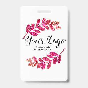 Badge simple personnalisé bleu violet noir feuilles ajou