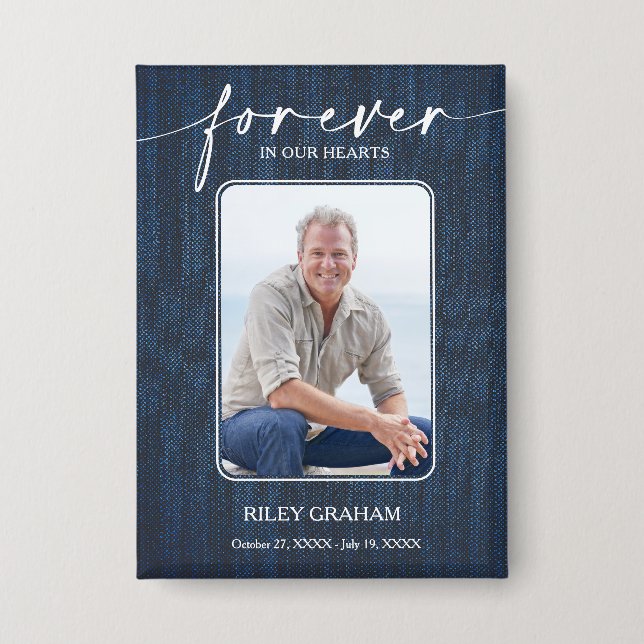 Badge Simple Photo de sympathie mémorielle funéraire (Recto)