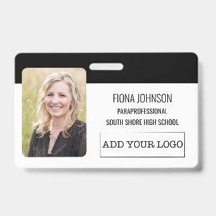 Badge Simple Photo d'identité employé avec code-barres L