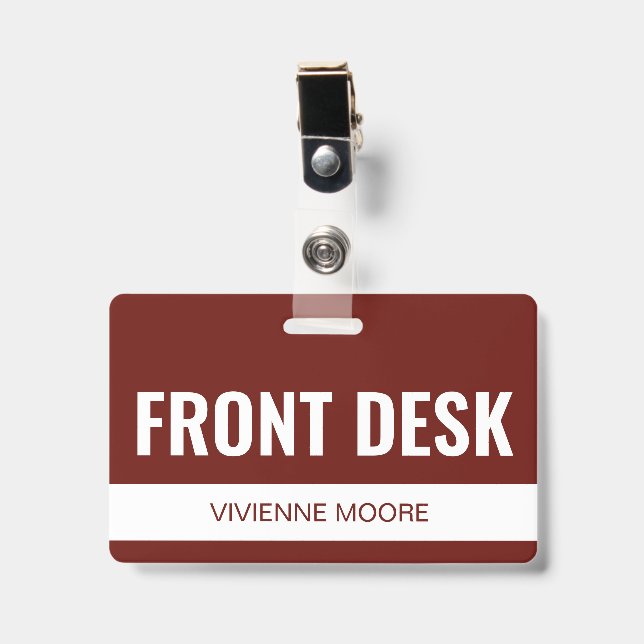 Badge Simple Rouge Carte d'identité de l'employé de la r (Avant avec clip)