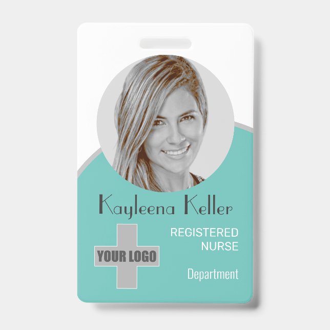 Badge Simple Turquoise Green Nurse Circle Photo Logo Cod (Avant)