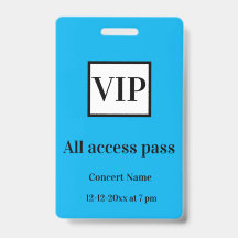 simple vip all accès pass nom de concert occassion