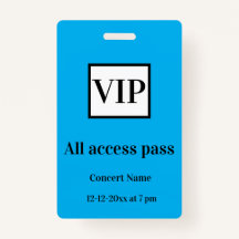 simple vip all accès pass nom de concert occassion