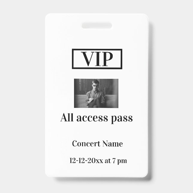 Badge simple vip all accès pass nom de concert occassion (Avant)