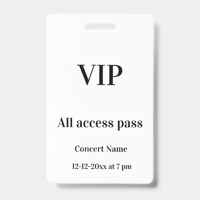 Badge simple vip passeport accès total nom du concert oc (Avant)