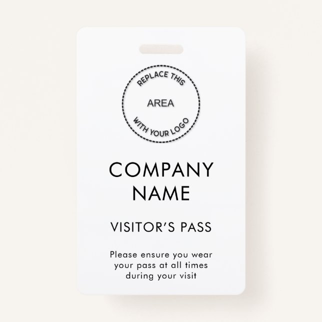 Badge Simple Visiteur Pass Entreprise Nom Logo N'importe (Devant)
