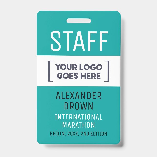 Badge SimpleGreen Blue Entreprise de Staff d'Événement L (Avant)