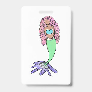 Badge sirène arc-en-ciel rose bleu violet vert noir bouc