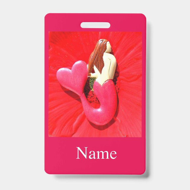 Badge sirène pin-up rouge Thunder_Cove (Avant)