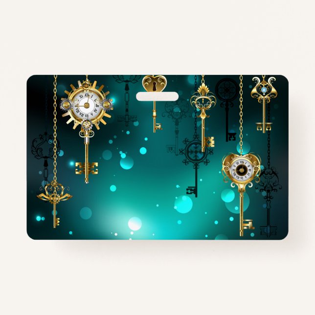 Badge Skeleton Keys on Green Background (Devant)