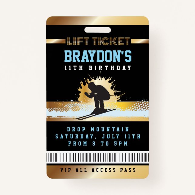 Badge SKI SKIER MOUNTAIN Anniversaire TOUT ACCÈS Lift Ti (Devant)