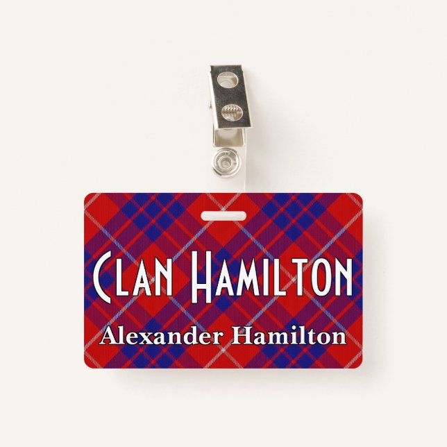 Badge Snappy Clan Hamilton Tartan (Devant avec clip)