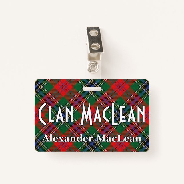 Badge Snappy Clan MacLean Red Tartan (Devant avec clip)
