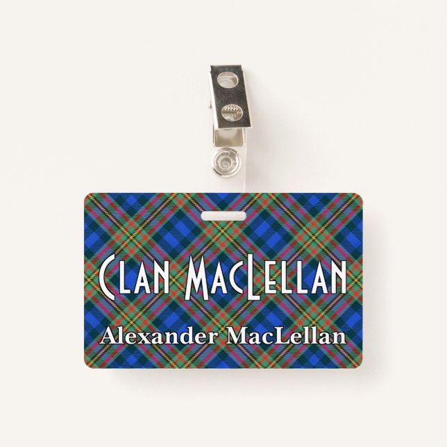 Badge Snappy Clan MacLellan Tartan (Devant avec clip)