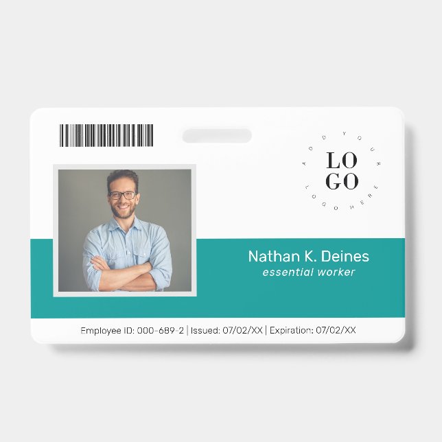 Badge Société de cartes d'identité d'employé avec photo  (Avant)
