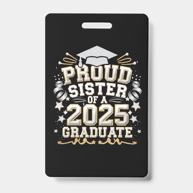 Badge Sœur fière d'une promotion de diplômé(e) 2025 (Avant)