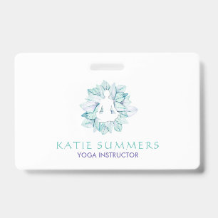 Badge Soft Pastel Succulant Yogie Silhouette Nom Insigne